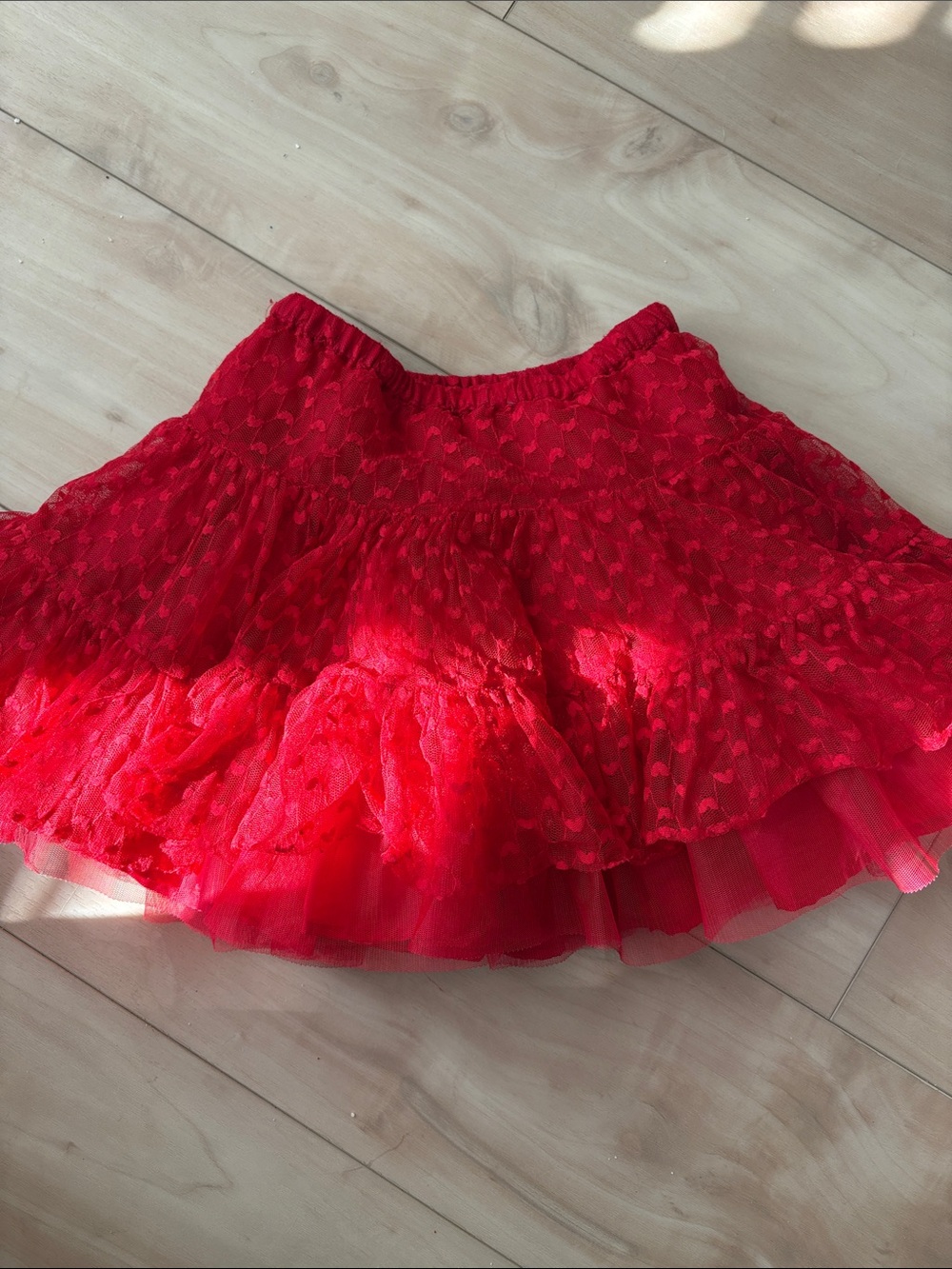 Old Navy Bright Red Tiered Lace & Tulle Skirt